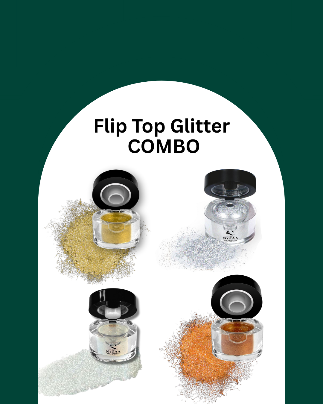 NyZAA Flip Top Glitter Pigment- Luxury Sparkle COMBO