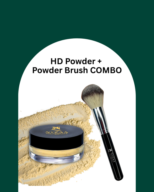 NyZAA HD Powder (Choose any shade) + Large Round Powder Brush COMBO