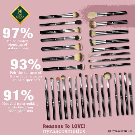 NyZAA Pro Brushes Set of 32pc, Perfect for Beginners to Professional