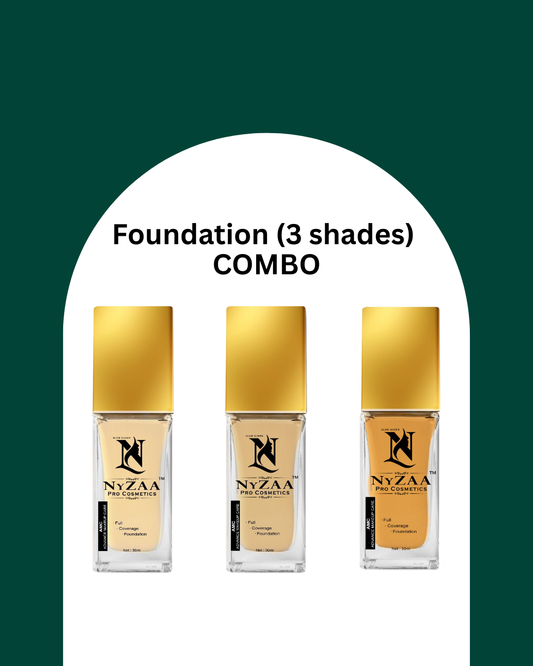 NyZAA HD Foundation COMBO- 3 shades for fair, medium, and deep skin tones