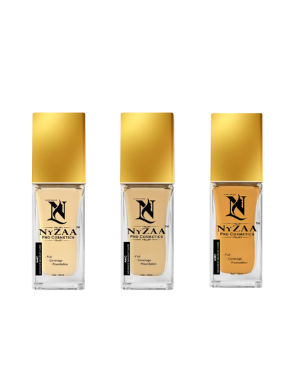 NyZAA HD Foundation COMBO- 3 shades for fair, medium, and deep skin tones