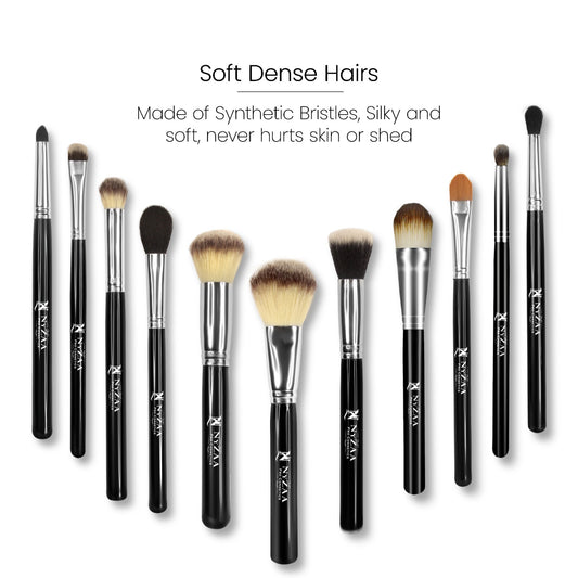 NyZAA Face & Eyes Brush Set of 12pc, Perfect For Beginners