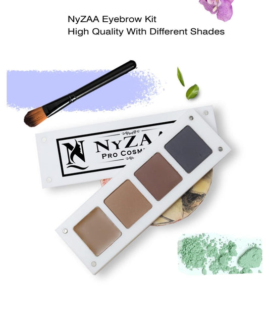 NyZAA Professional Eyebrow Palette With Wax Cream |Travel-Friendly Eyebrow Palette With Blendable Colors For Face Makeup | 4 Different Shade,
