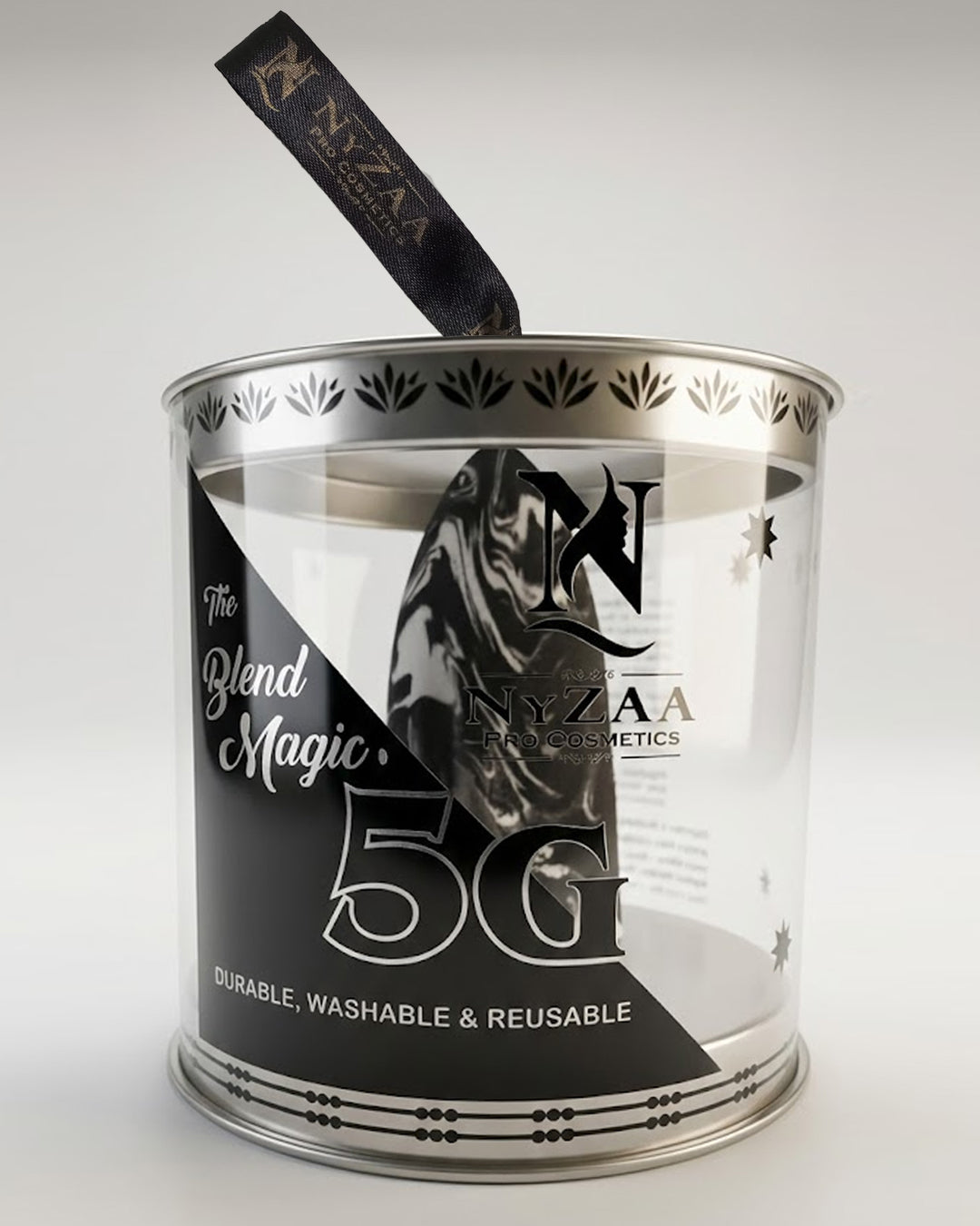 NyZAA Black Marble Blender ( long Shape) 1pc