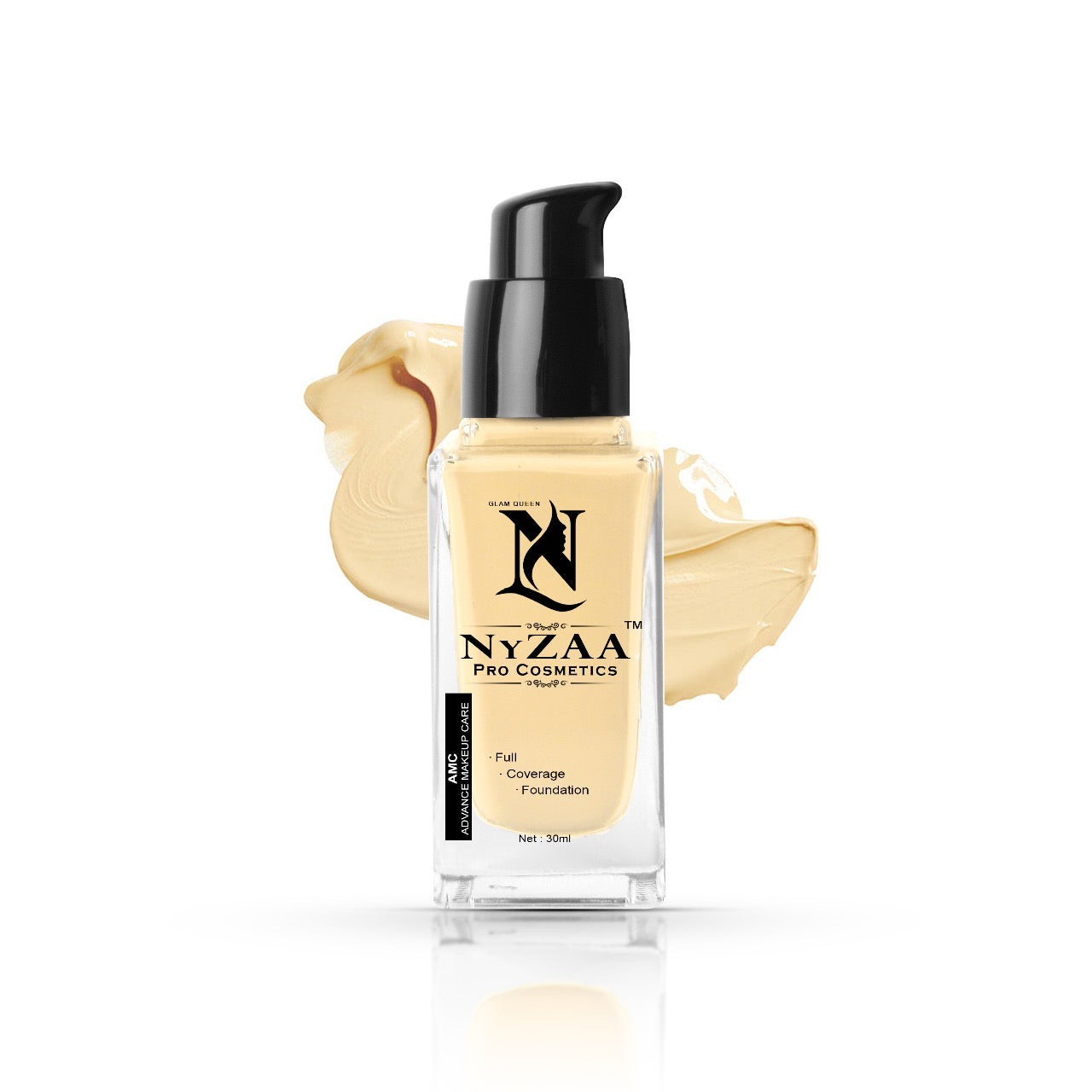 NyZAA HD Foundation (01 Delhi Fair) High Coverage & WaterProof Long Lasting Makeup,